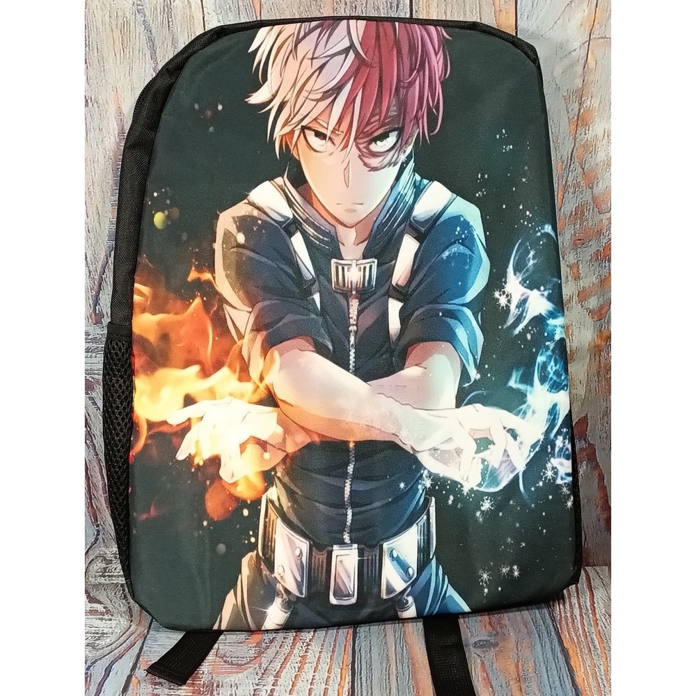 My Hero Academia Shoto Todoroki Anime Backpack Fire and Ice Graphic Bag NEW